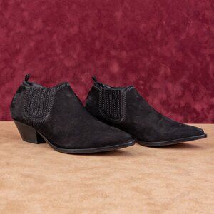 Schutz Women Jaqueline Western Black Suede Pointy Toe Ankle Boots sz 8.5